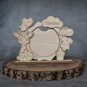 Cadre de Naissance Personnalisé – Girafe