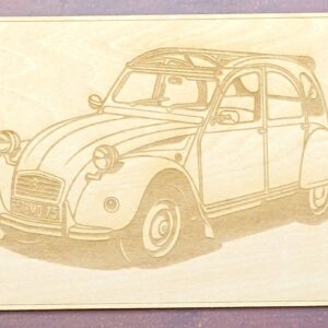 Carte Postale en Bois Gravée – Modèle 2CV Citroën