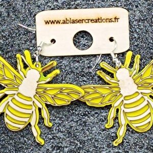 Boucles d’Oreilles Abeille en Bois