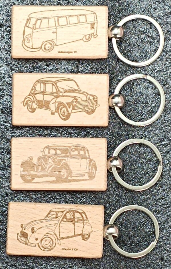 Porte-clés en Bois Voiture