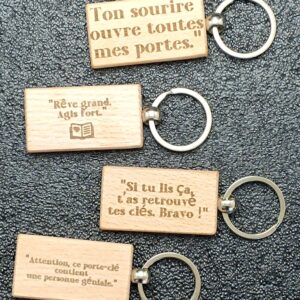 Porte-clés en Bois avec Message