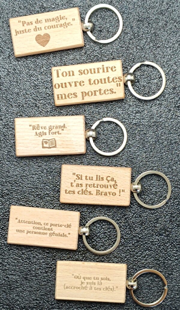Porte-clés en Bois avec Message