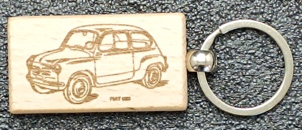 Porte-Clé Fiat 600 en Bois