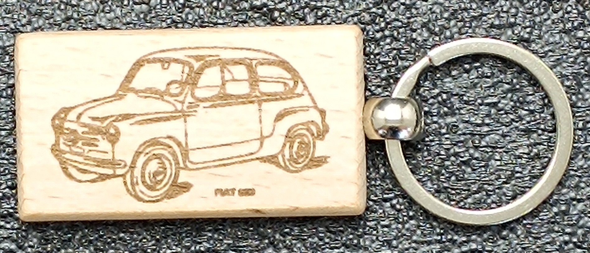 Porte-Clé Fiat 600 en Bois