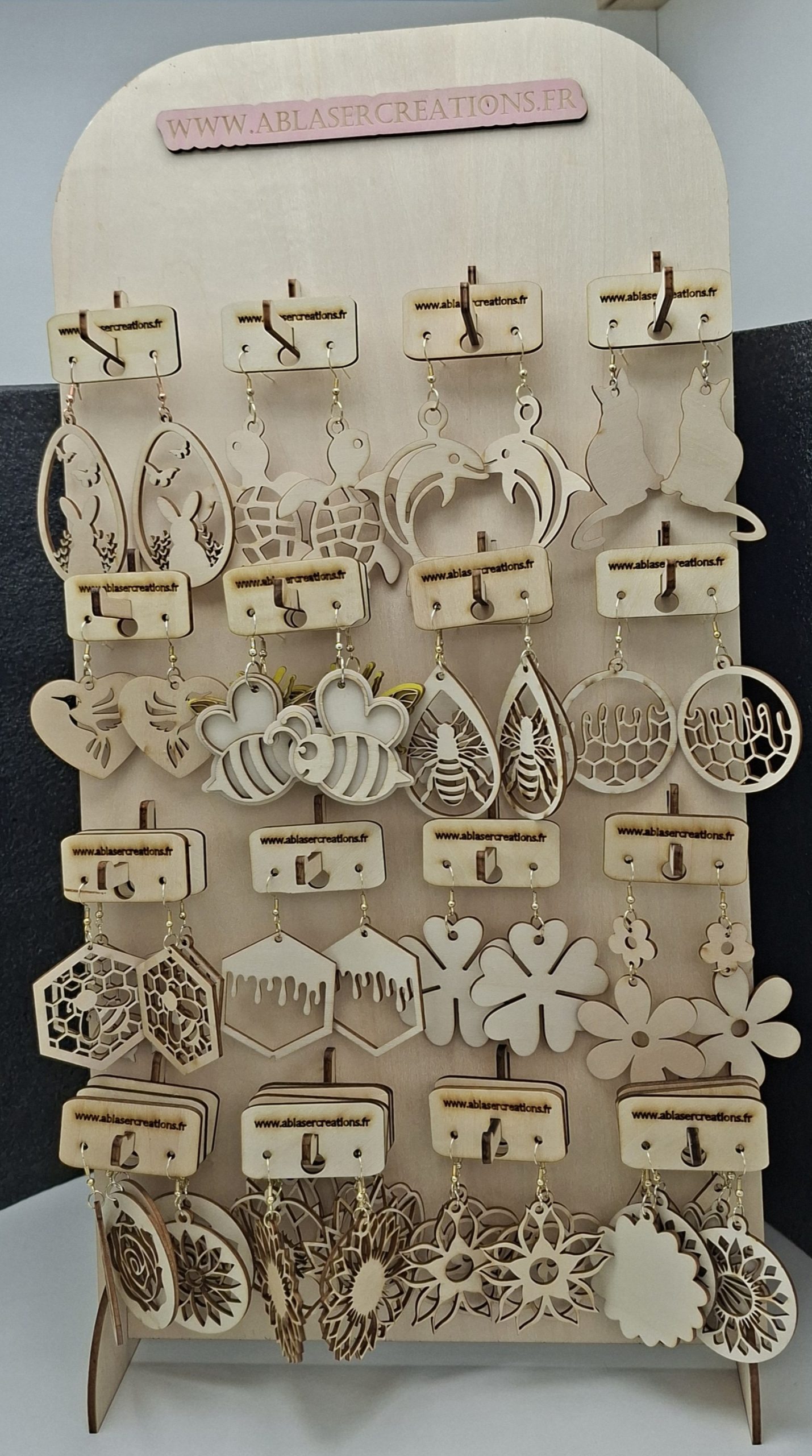 Présentoir à Boucles d’Oreilles en Bois