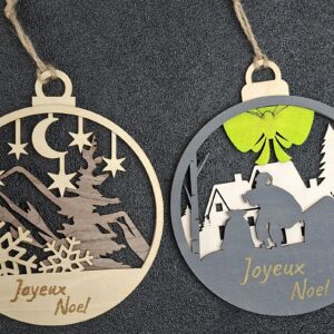 Grande Boule de Noël en Bois 3D