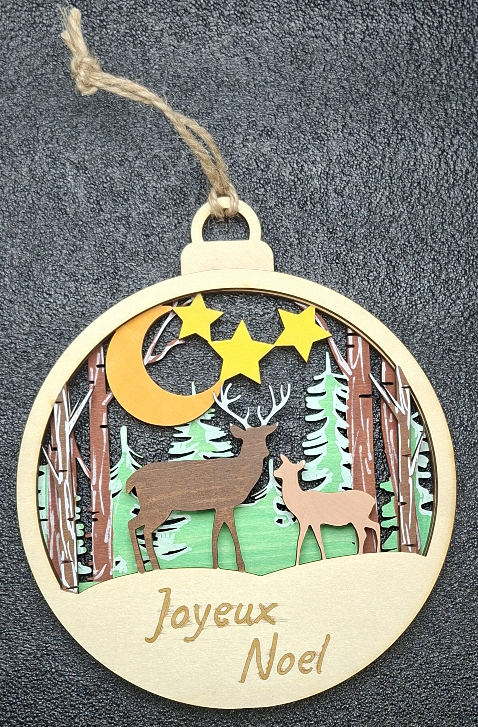 Grande Boule de Noël en Bois 3D – Image 5