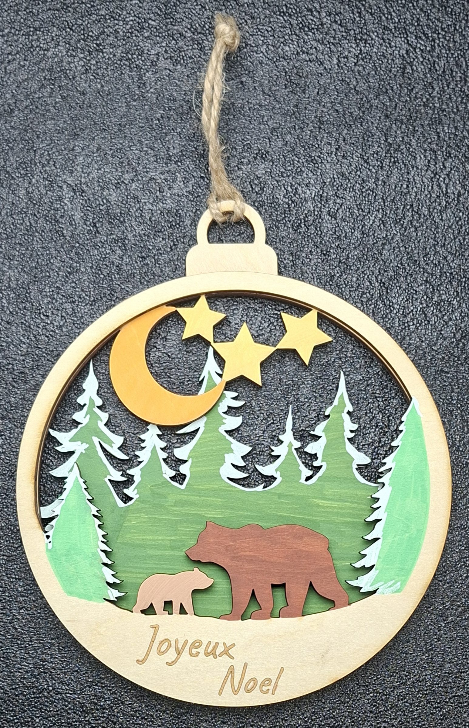 Grande Boule de Noël en Bois 3D – Image 7