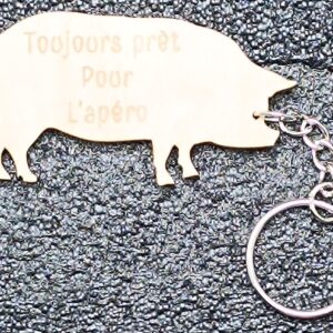 Porte-clé Cochon en bois