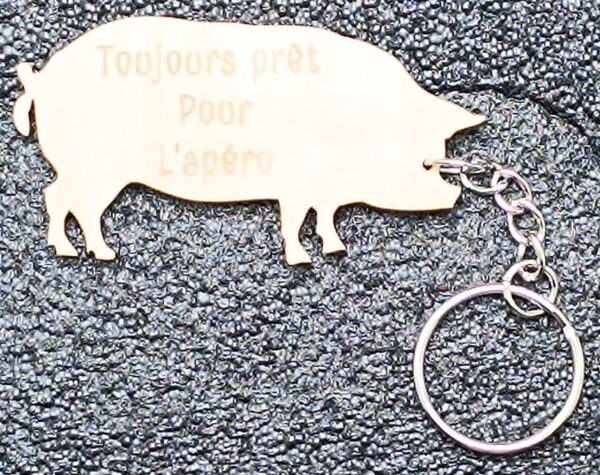 Porte-clé Cochon en bois