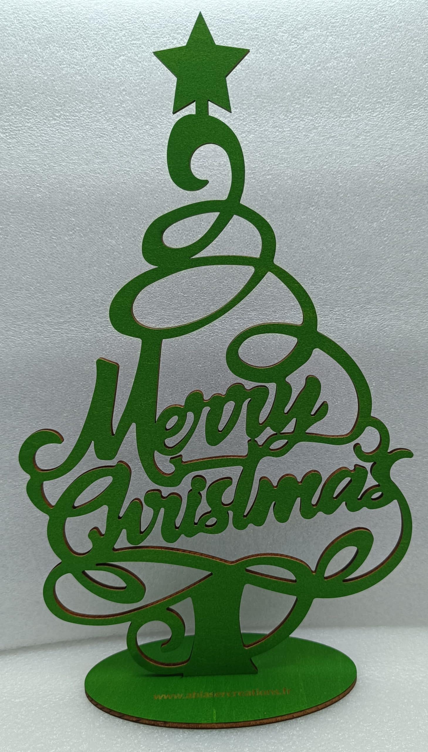 Sapin de Noël en bois découpé et gravé – Image 2
