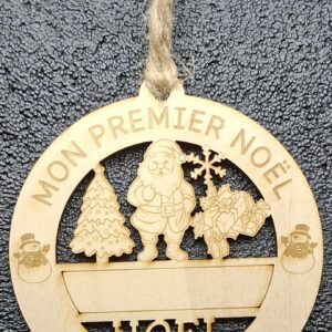 Boule de Noël “Mon premier Noël” en bois