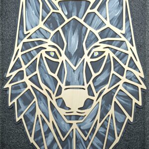 Loup géométrique en bois