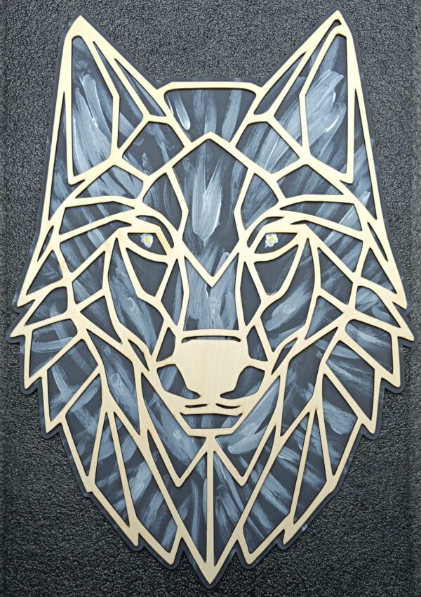 Loup géométrique en bois
