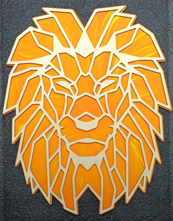 Lion géométrique en bois