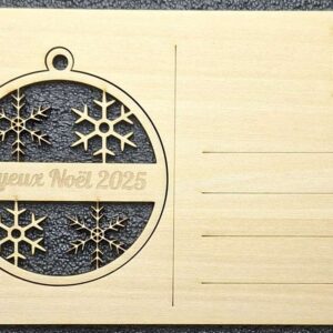 Carte postale de Noël en bois – Flocons de neige