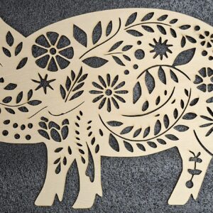 Cochon floral en bois à décorer