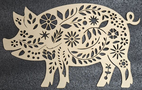 Cochon floral en bois à décorer