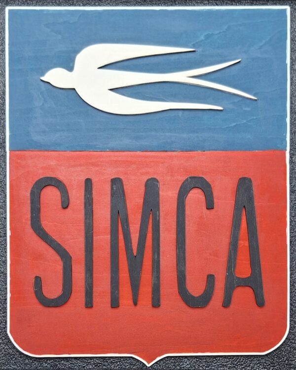 Plaque décorative SIMCA en bois