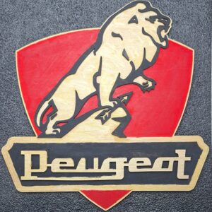Plaque décorative Peugeot en bois