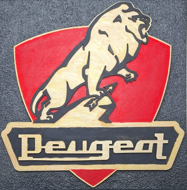 Plaque décorative Peugeot en bois 