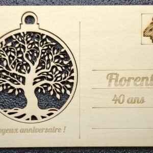 Carte postale Joyeux Anniversaire en bois personnalisable