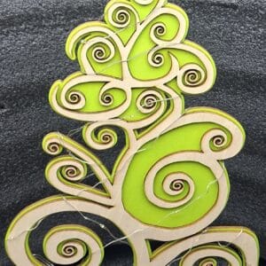 Moyen Sapin Spirales 2D en Bois vert avec Guirlande Lumineuse
