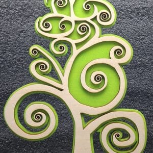 Petit Sapin Spirales 2D en Bois vert avec Guirlande Lumineuse