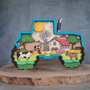 Tracteur Bleu en bois multicouche