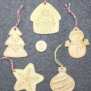Lot de boules de Noël en bois à colorier