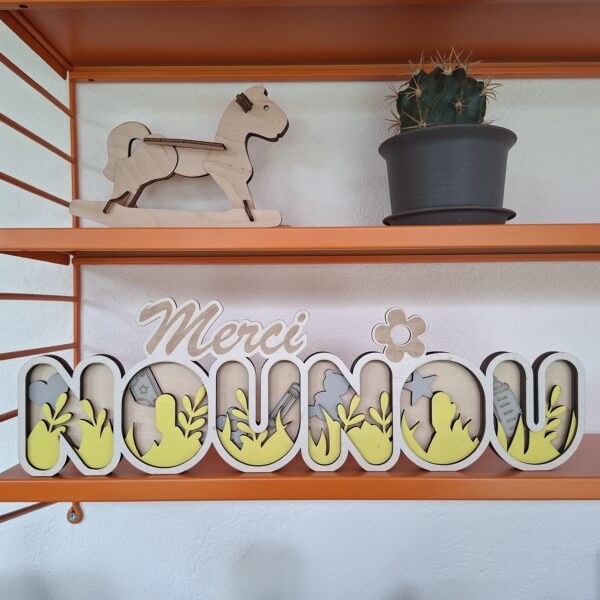 Prénom "Nounou" en bois 3D