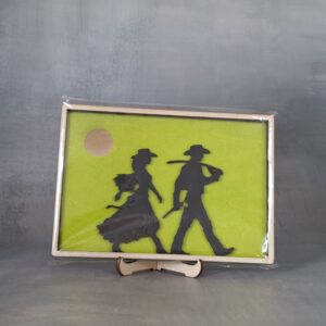 Cadre Chasseur & Dame 3D en bois