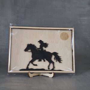Cadre Fille à Cheval en Bois