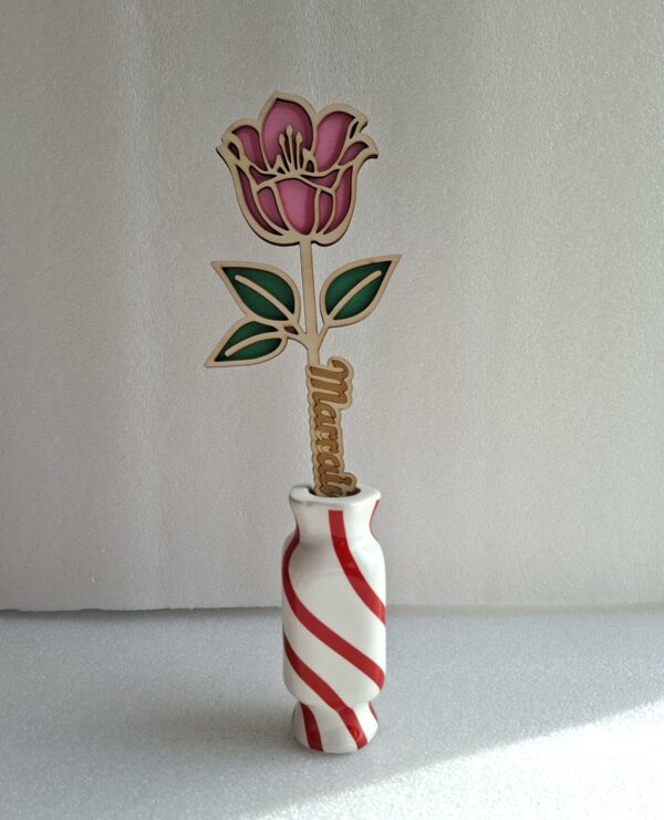 Fleur en bois - Marraine