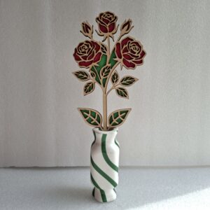 Fleur en bois 2D Peint a la main bouquet roses
