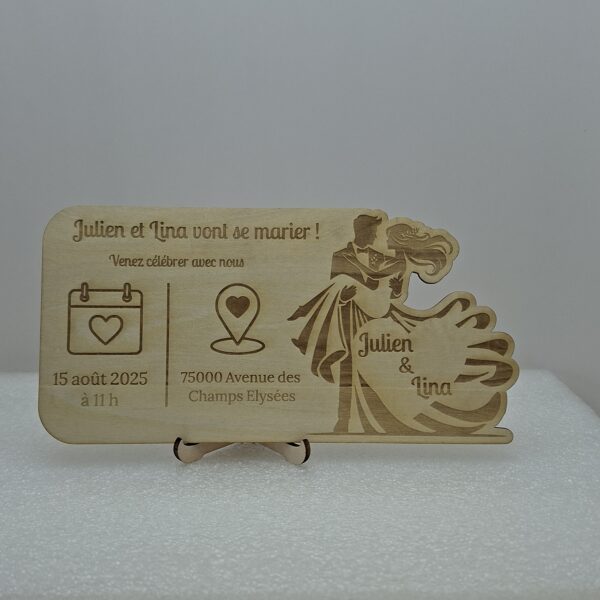 Invitation en bois Mariage