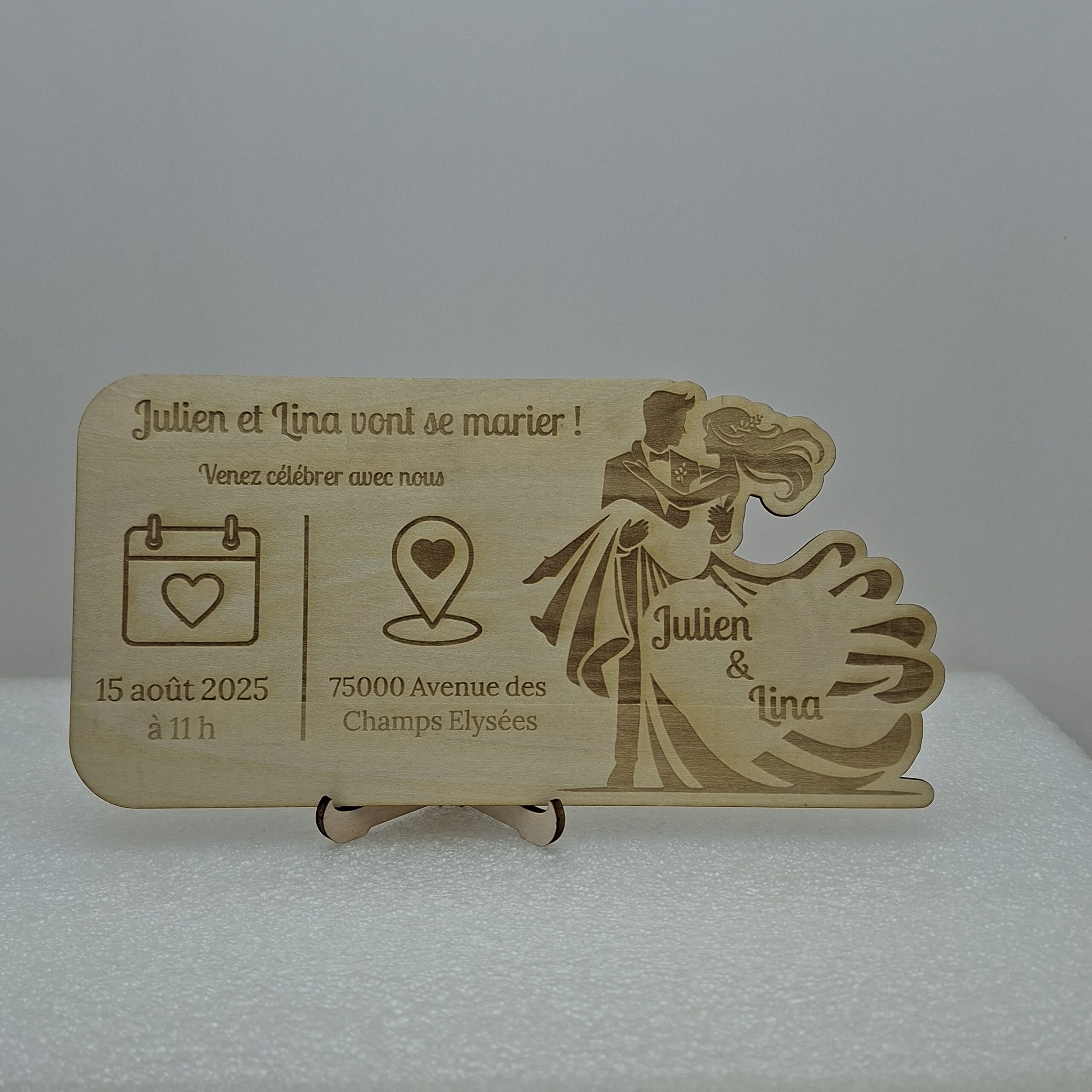Invitation en bois Mariage
