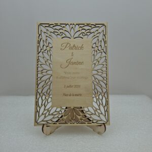 Invitation dentelle en bois Mariage 2