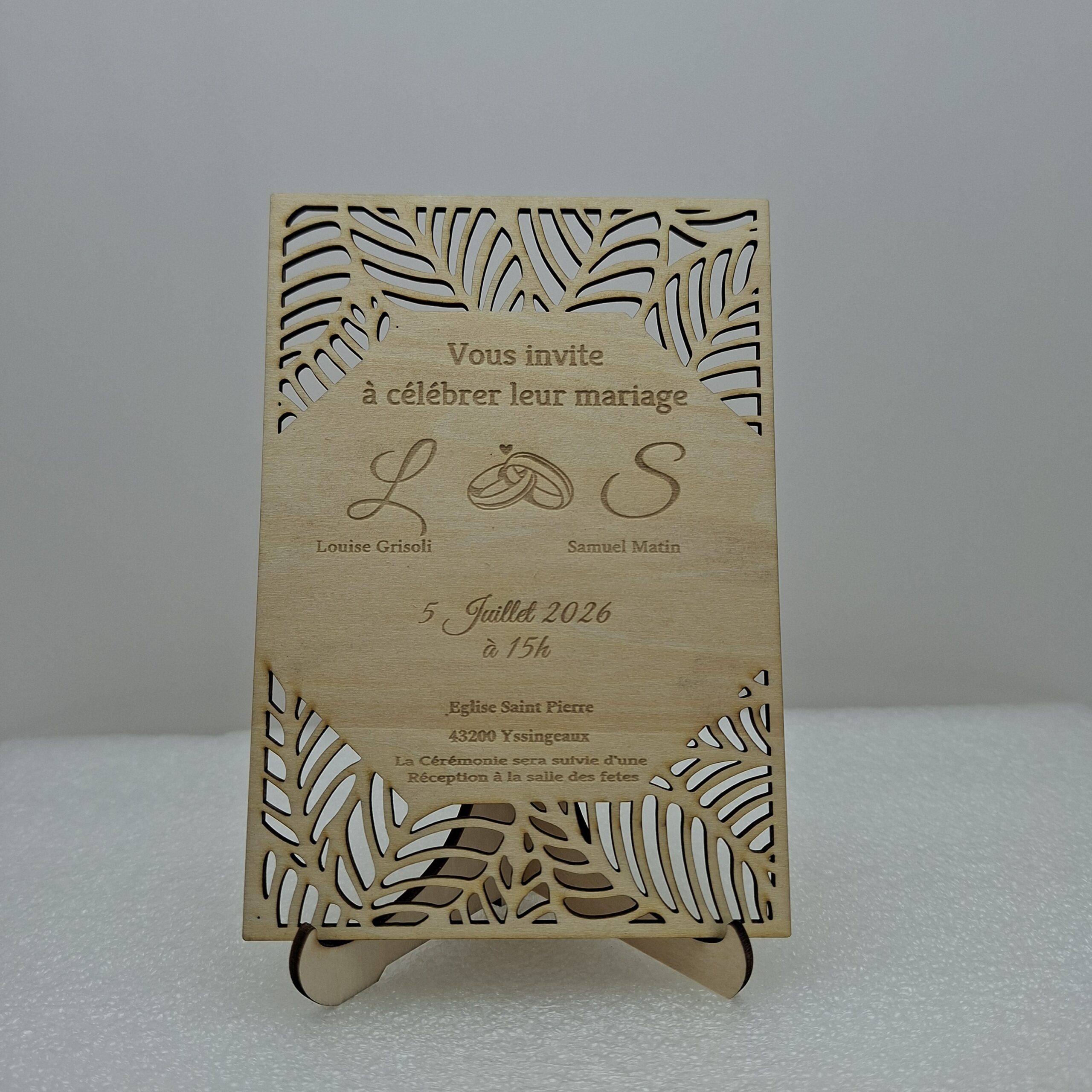 Invitation Dentelle en bois Mariage 1