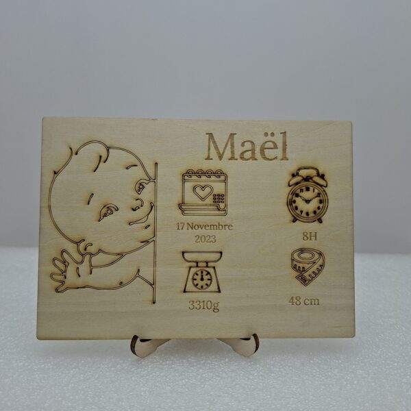 Carte en bois Naissance Garçons