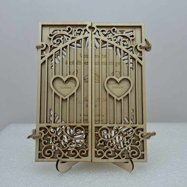 invitation Mariage – Carte en Bois Portail