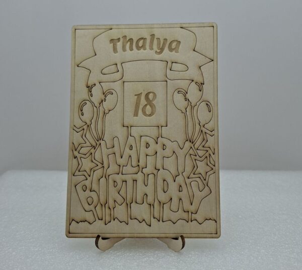 Carte en bois Anniversaire