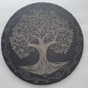 Gravure Arbre de vie Ardoise Ronde