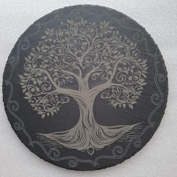 Gravure Arbre de vie Ardoise Ronde