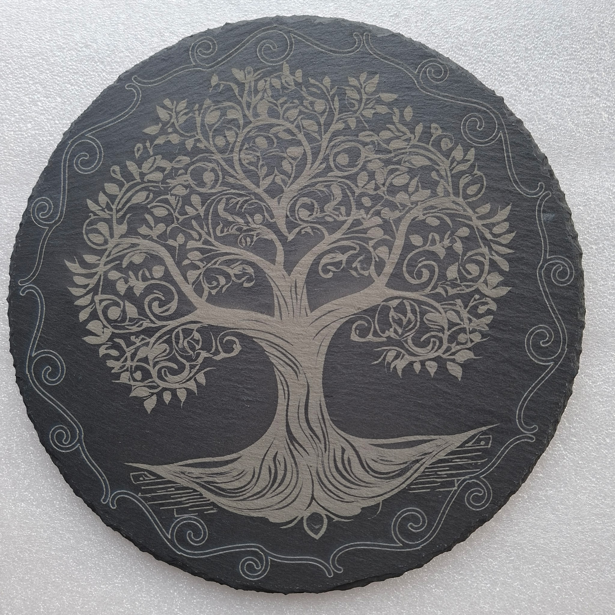 Gravure Arbre de vie Ardoise Ronde