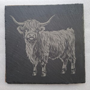 Gravure d'une vache Ardoise Carré