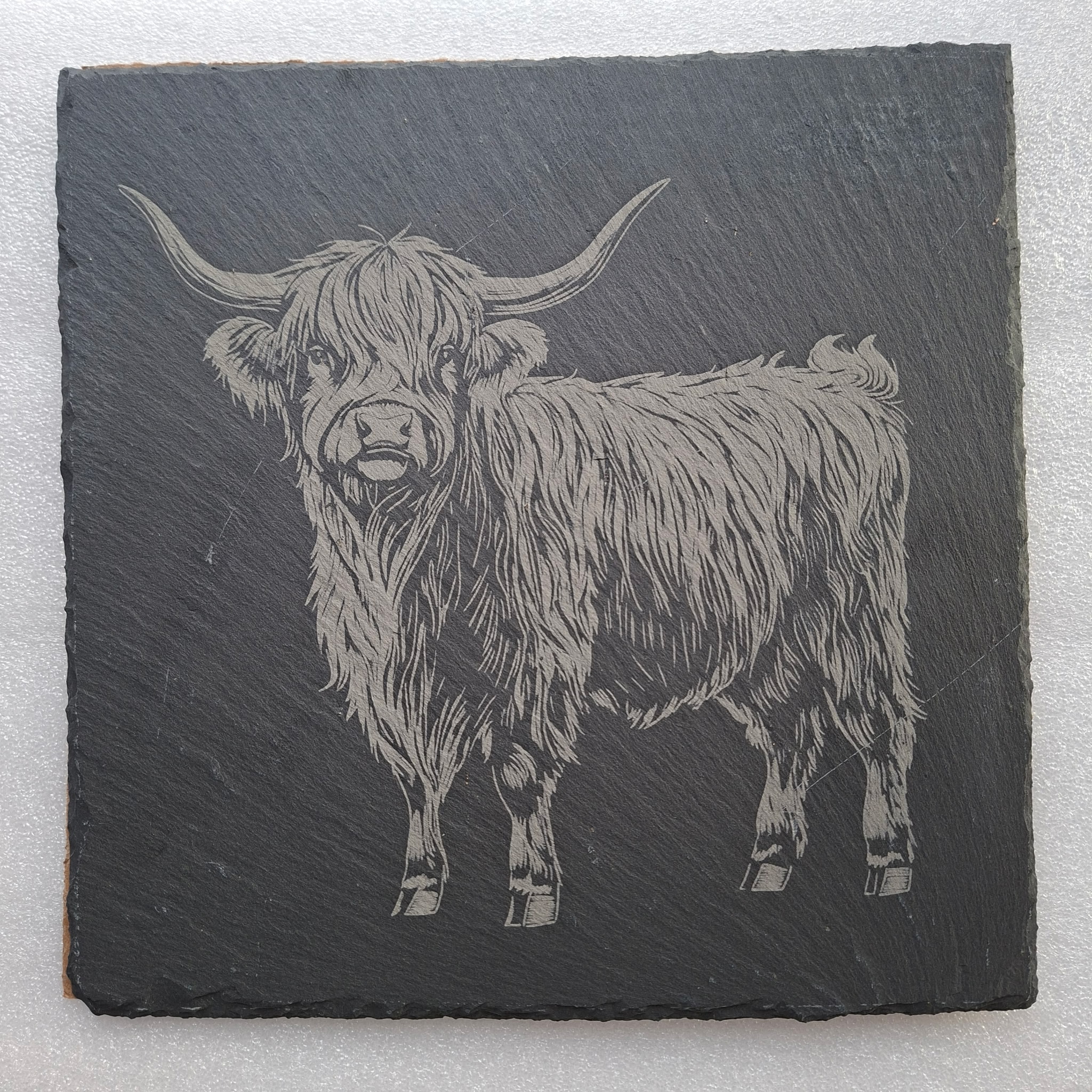 Gravure d'une vache Ardoise Carré