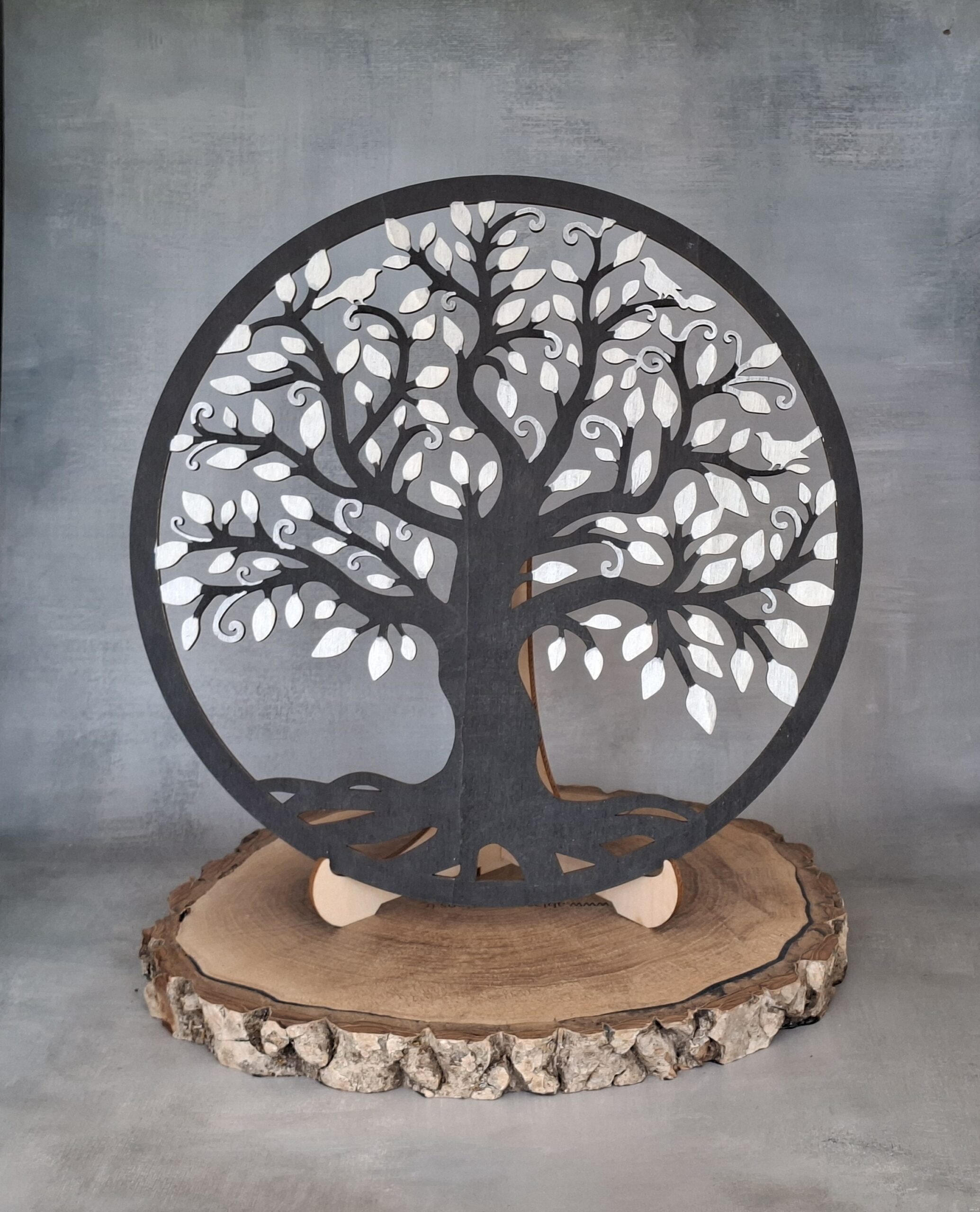 Arbre de vie coloré Noir et Gris argenté