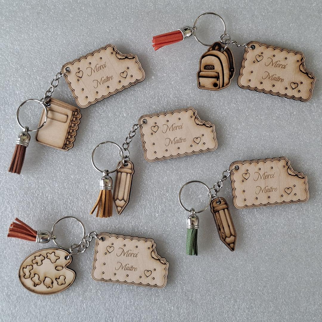 Porte-clés personnalisé école -Bois – Image 4