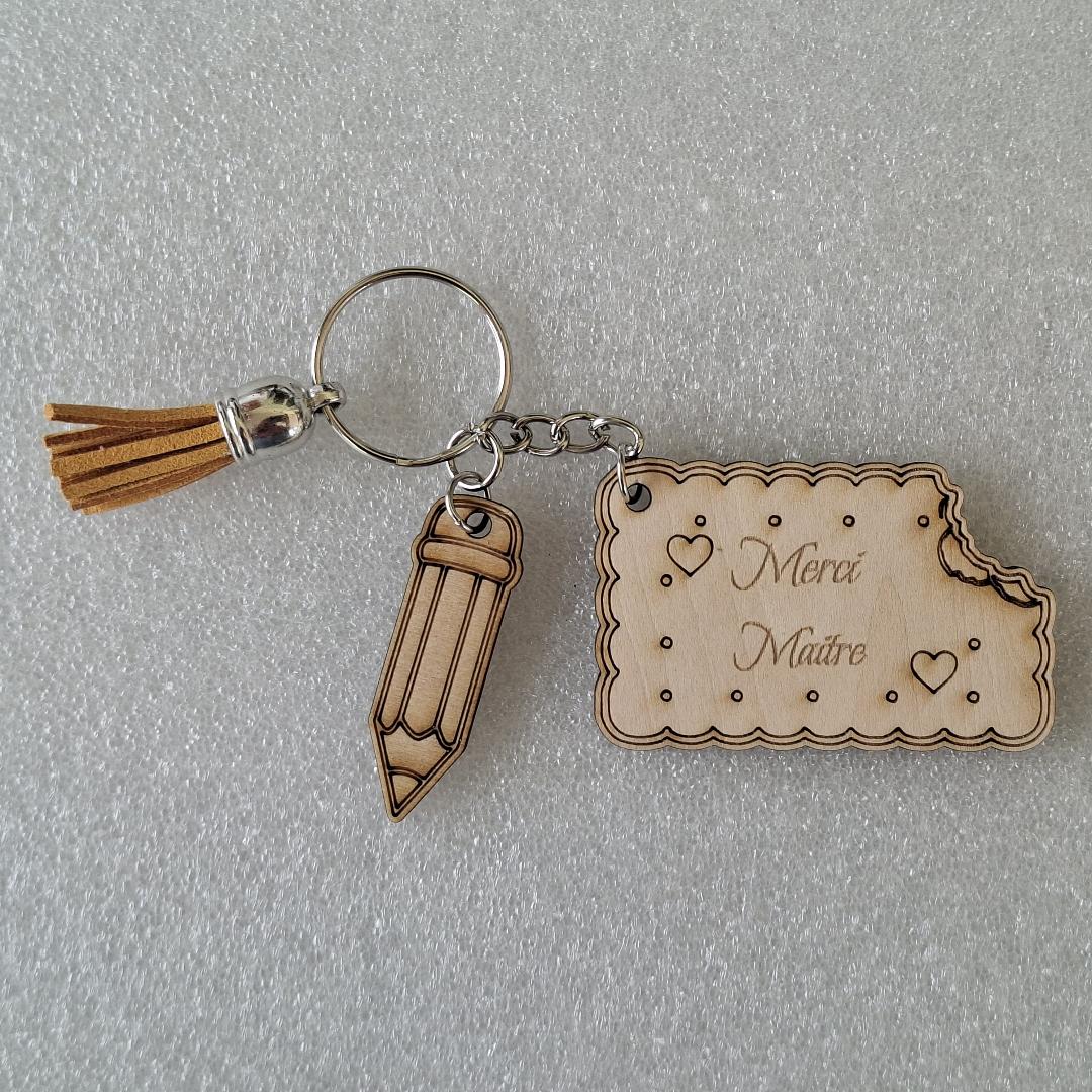 Porte-clés personnalisé école -Bois – Image 3